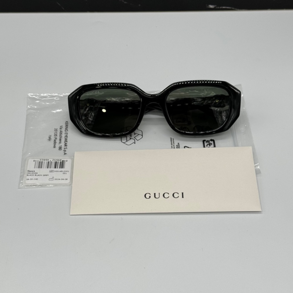 NEW GG1535S 001 GUCCI BLACK GREY GEOMETRIC WOMEN SUNGLASSES GUCCI - Picture 11 of 12